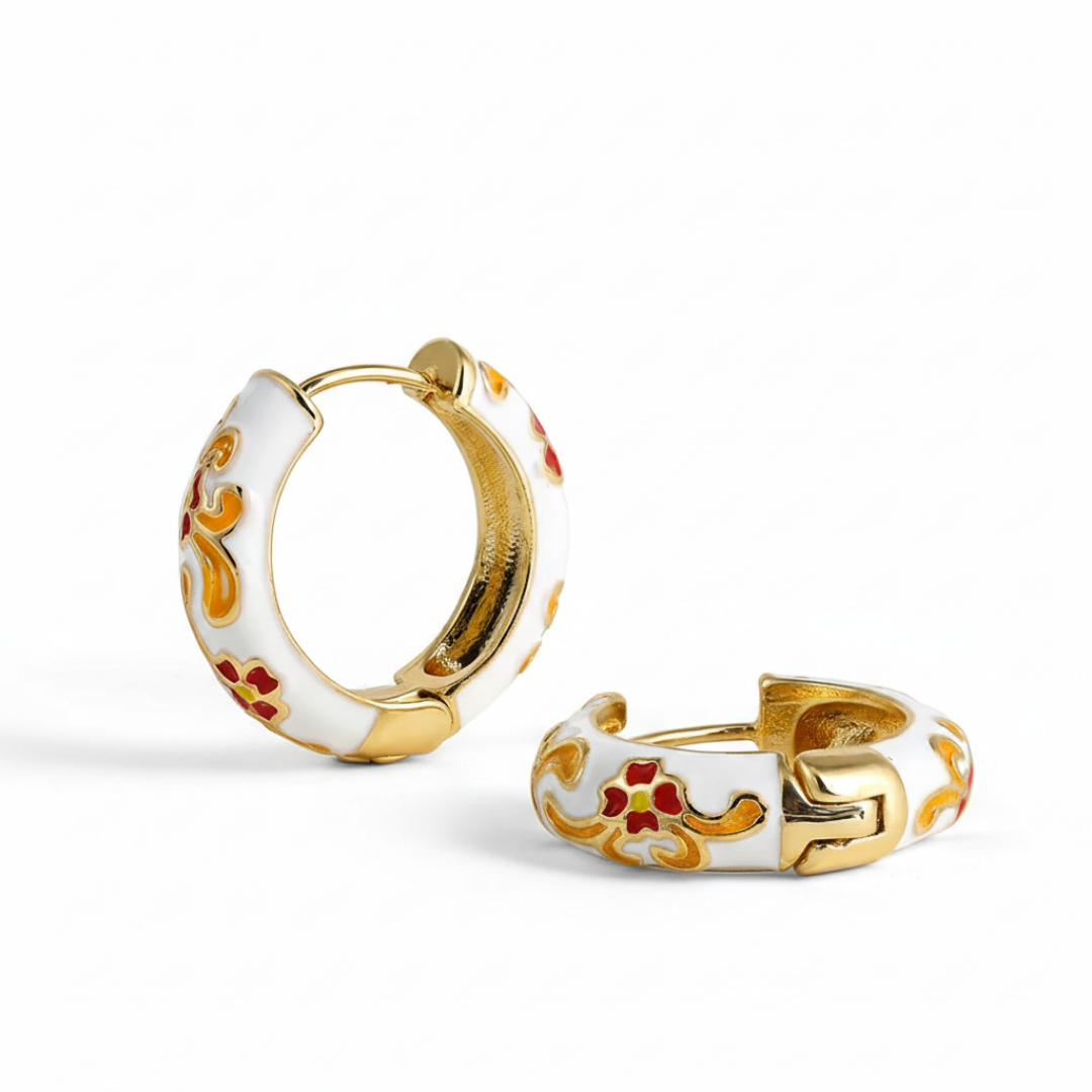 Enamel Huggie Earrings